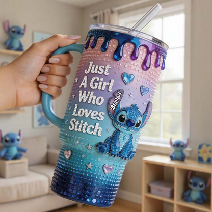 Just A Girl Who Loves Blue Monster - Personalized Ohana Insulated Tumbler