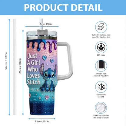 Just A Girl Who Loves Blue Monster - Personalized Ohana Insulated Tumbler