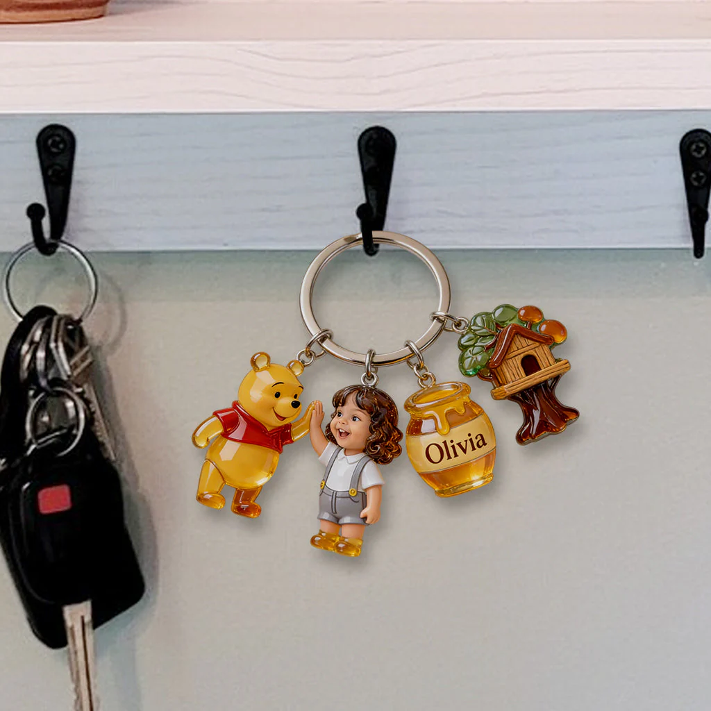 Friends Custom From Photo - Personalized Yellow Bear Premium Keychain With Charms
