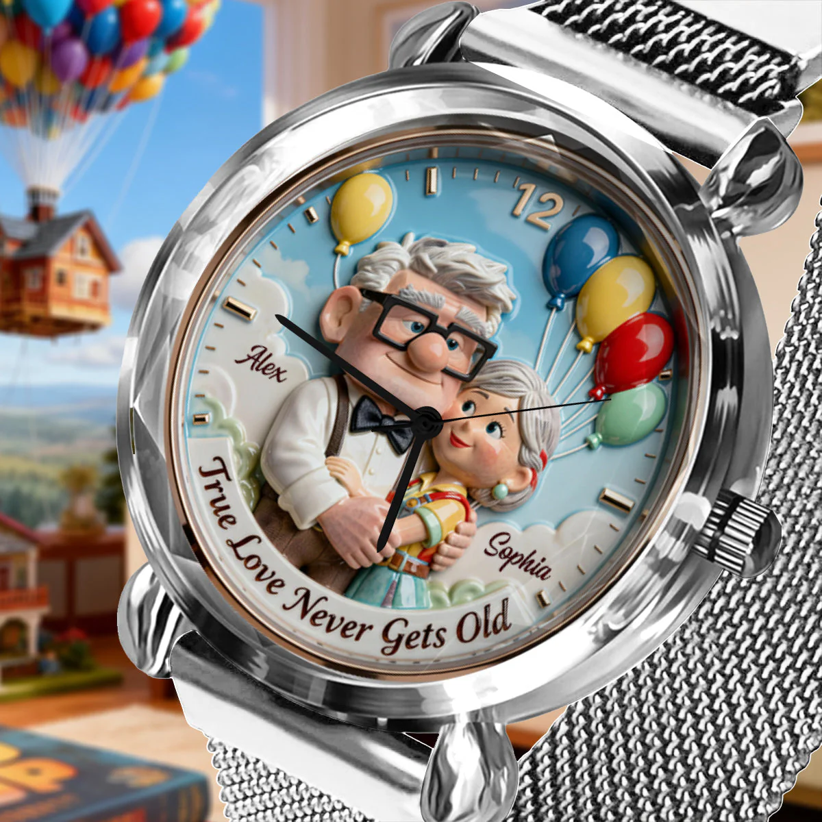 True Love Never Gets Old - Personalized Up Couple Women Hand Watch