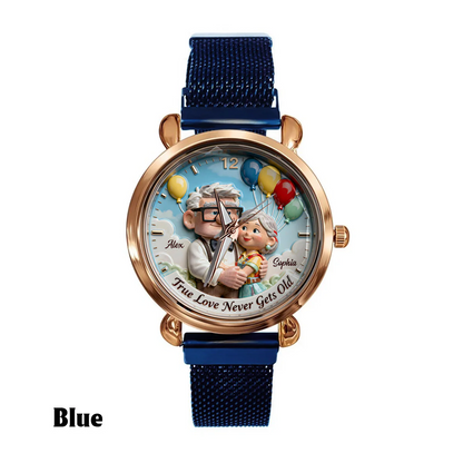 True Love Never Gets Old - Personalized Up Couple Women Hand Watch