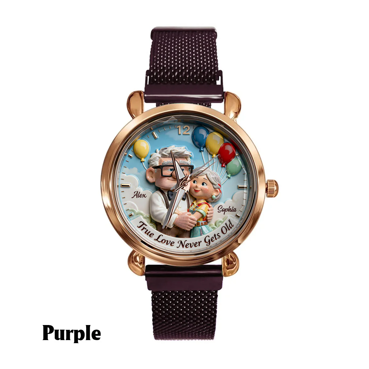True Love Never Gets Old - Personalized Up Couple Women Hand Watch