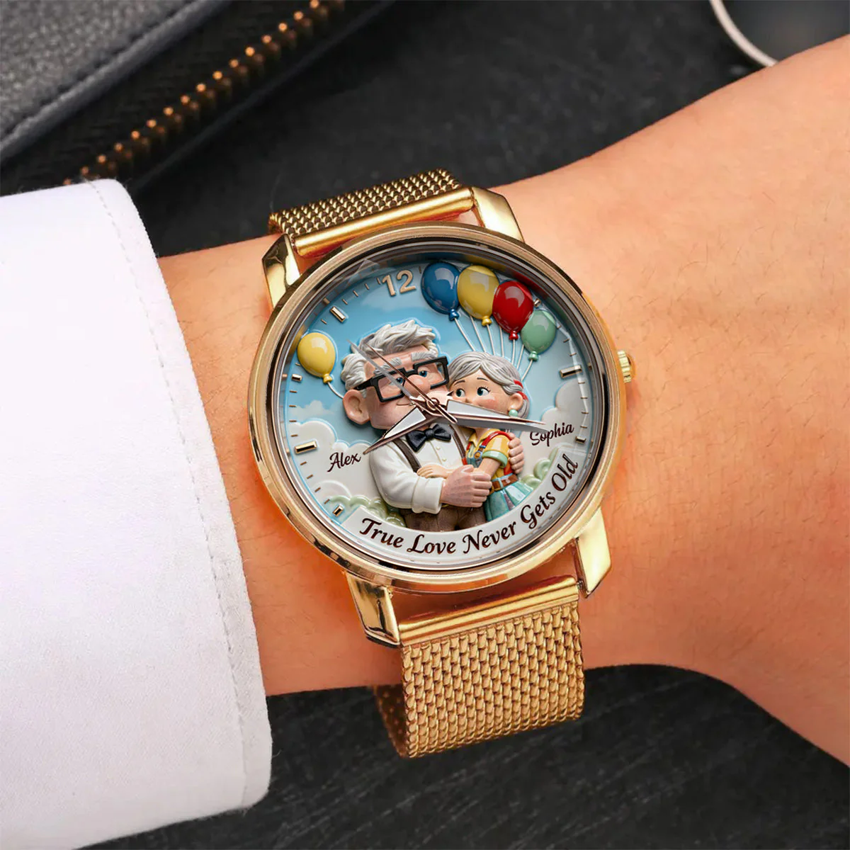 True Love Never Gets Old - Personalized Up Couple Women Hand Watch