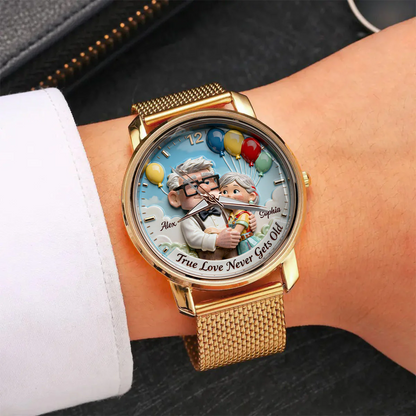 True Love Never Gets Old - Personalized Up Couple Women Hand Watch