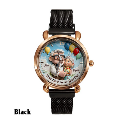 True Love Never Gets Old - Personalized Up Couple Women Hand Watch