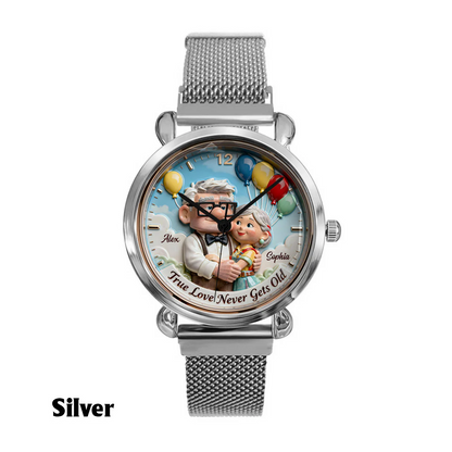 True Love Never Gets Old - Personalized Up Couple Women Hand Watch