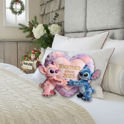 Together Since Shaped Pillow - Personalized Ohana Gifts For Couples