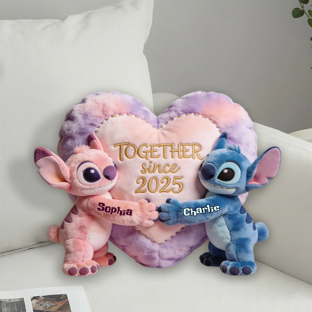 Together Since Shaped Pillow - Personalized Ohana Gifts For Couples