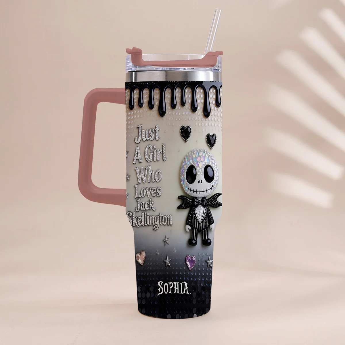 Just A girl Who Loves Nightmare - Personalized Halloween Tumbler With Handle