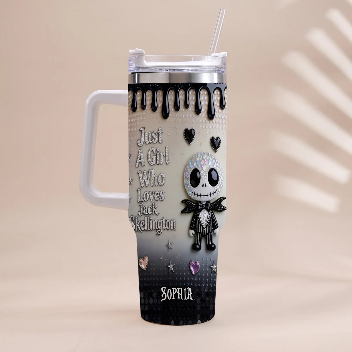 Just A girl Who Loves Nightmare - Personalized Halloween Tumbler With Handle