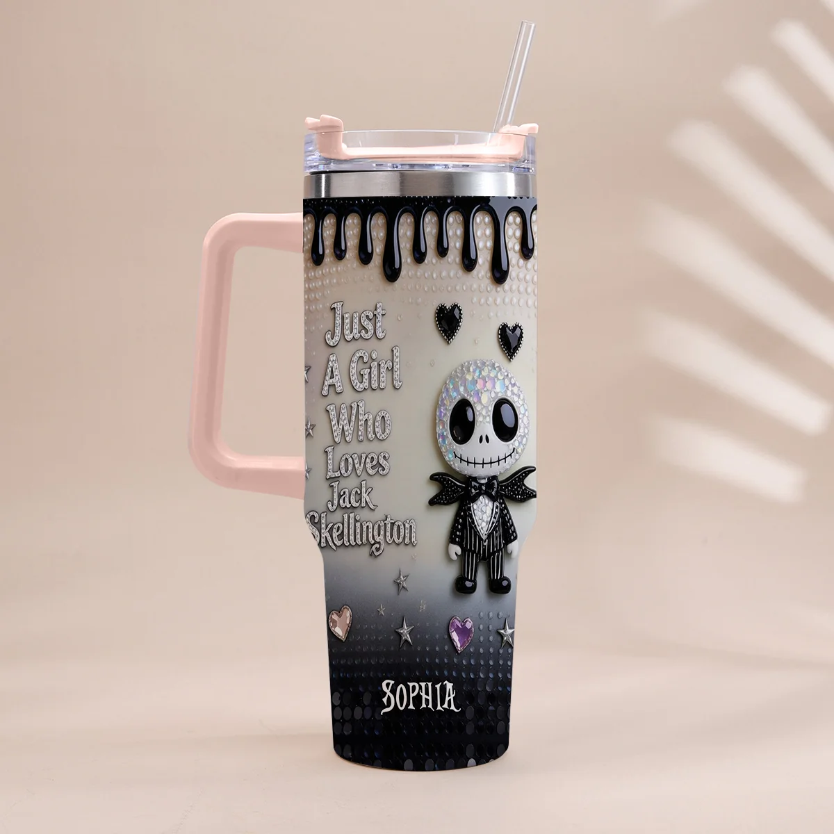Just A girl Who Loves Nightmare - Personalized Halloween Tumbler With Handle