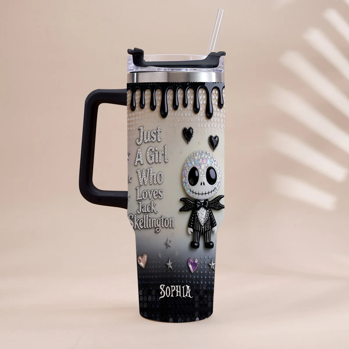 Just A girl Who Loves Nightmare - Personalized Halloween Tumbler With Handle