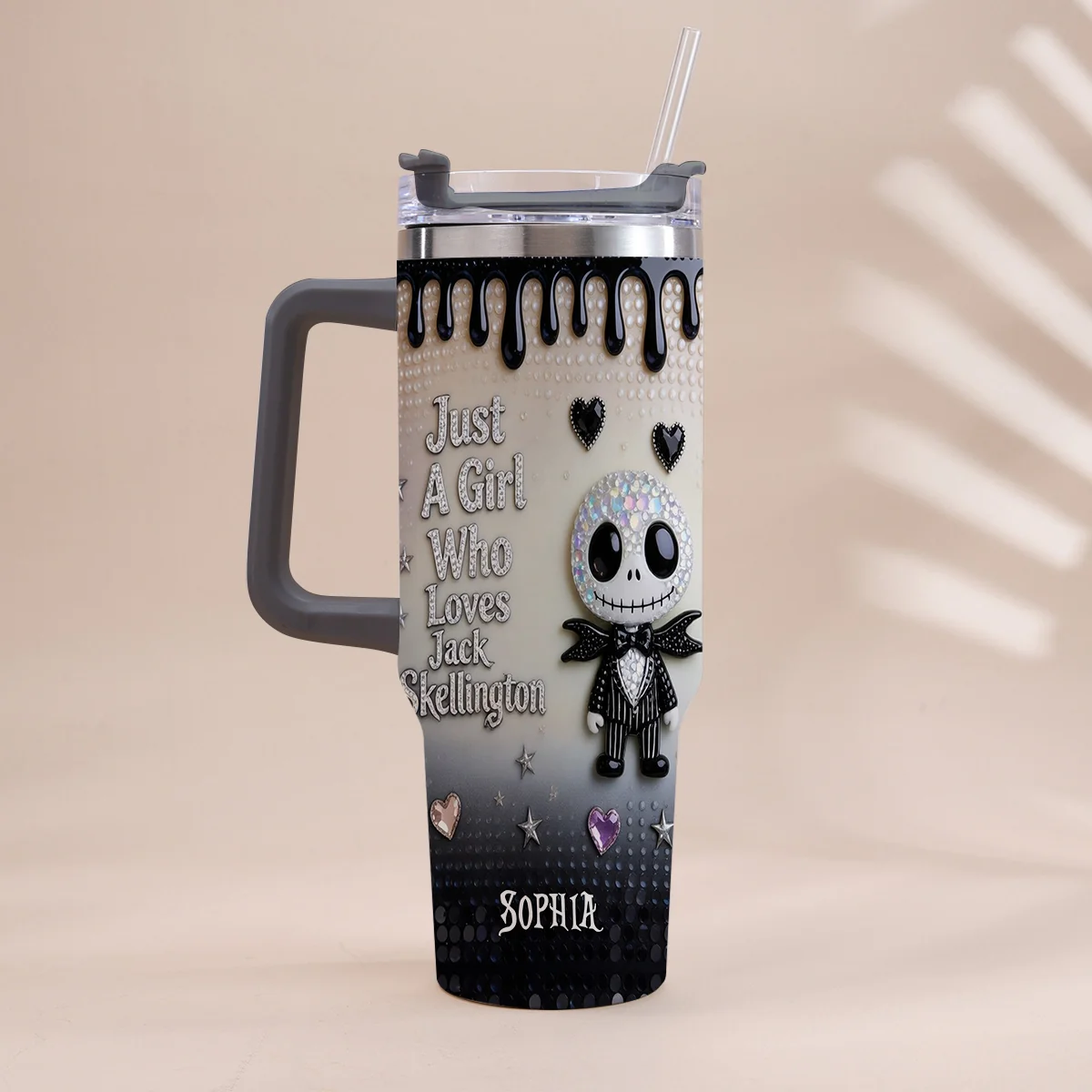 Just A girl Who Loves Nightmare - Personalized Halloween Tumbler With Handle