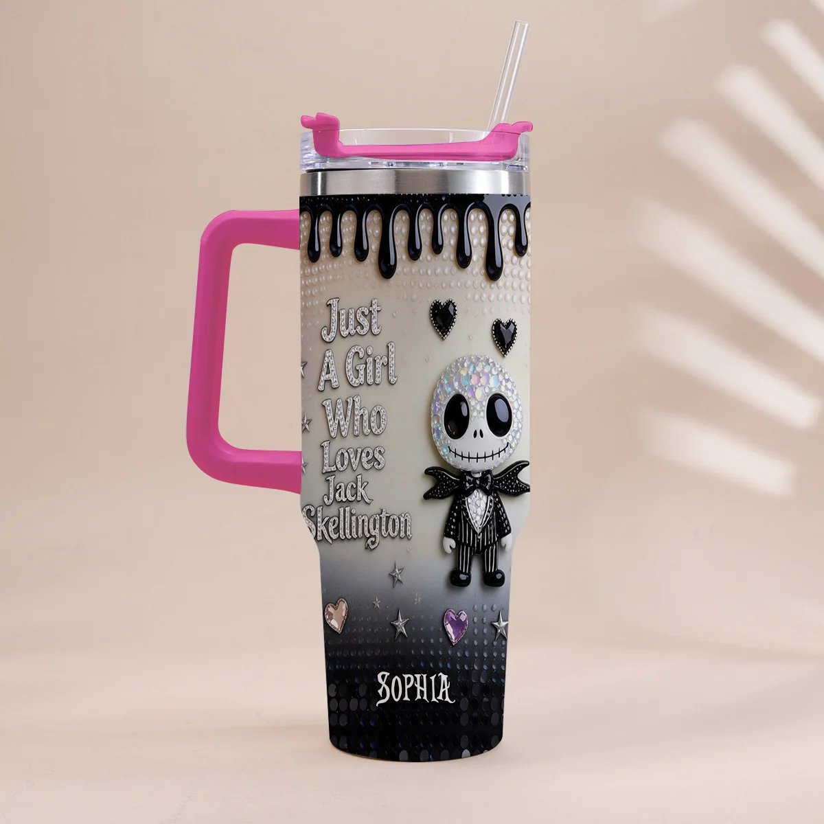 Just A girl Who Loves Nightmare - Personalized Halloween Tumbler With Handle