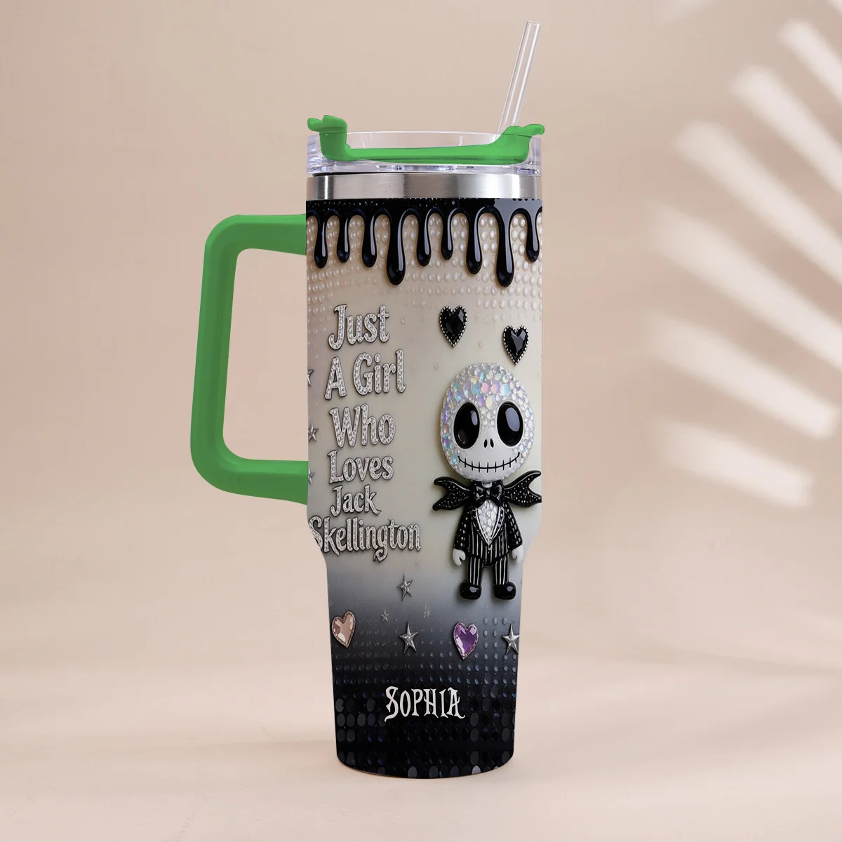 Just A girl Who Loves Nightmare - Personalized Halloween Tumbler With Handle