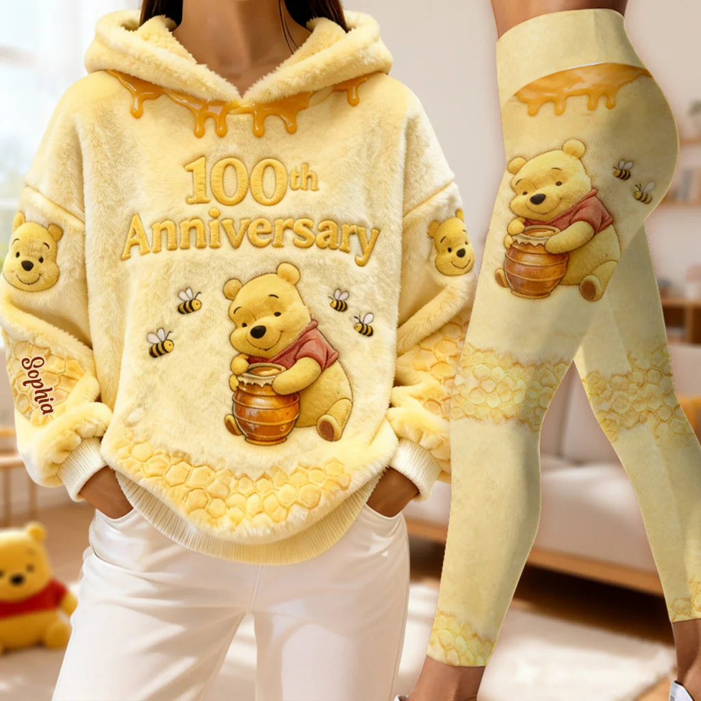 100 Years Of Wonder - Personalized Yellow Bear Hoodie and Leggings