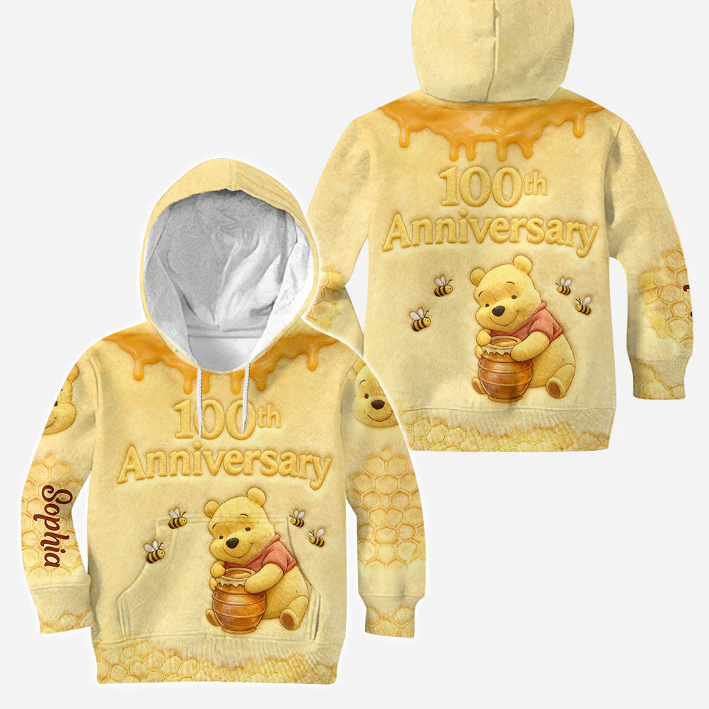 100 Years Of Wonder - Personalized Yellow Bear Hoodie and Leggings