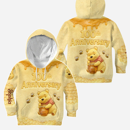 100 Years Of Wonder - Personalized Yellow Bear Hoodie and Leggings
