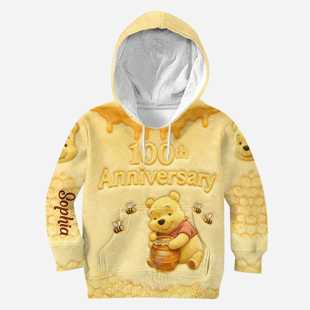 100 Years Of Wonder - Personalized Yellow Bear Hoodie and Leggings