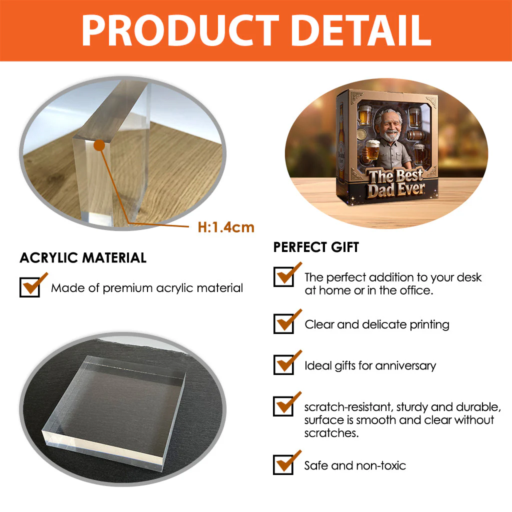 Father Gift, Customize Father With Hobby - Personalized Father Custom Shaped Acrylic Plaque