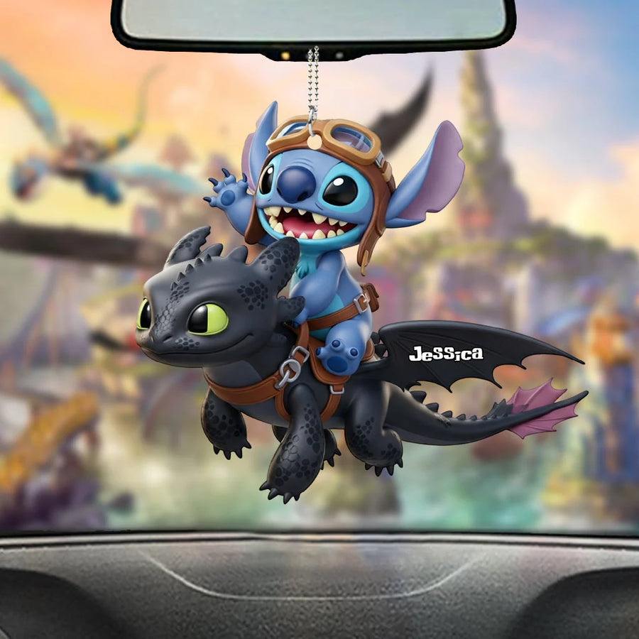 Two Little Monster Personalized Name Car Ornament