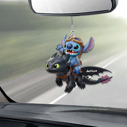 Two Little Monster Personalized Name Car Ornament