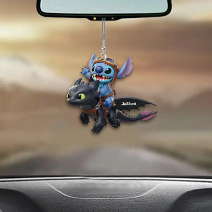 Two Little Monster Personalized Name Car Ornament