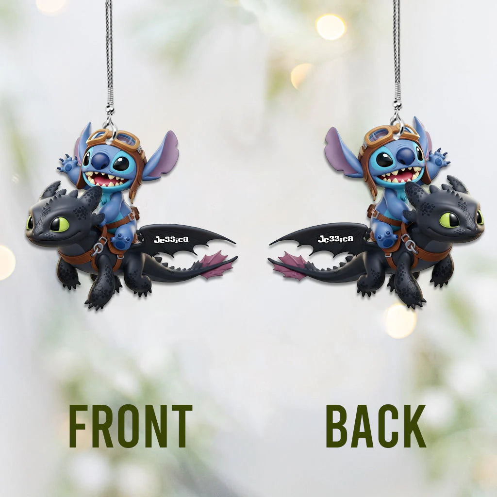Two Little Monster Personalized Name Car Ornament