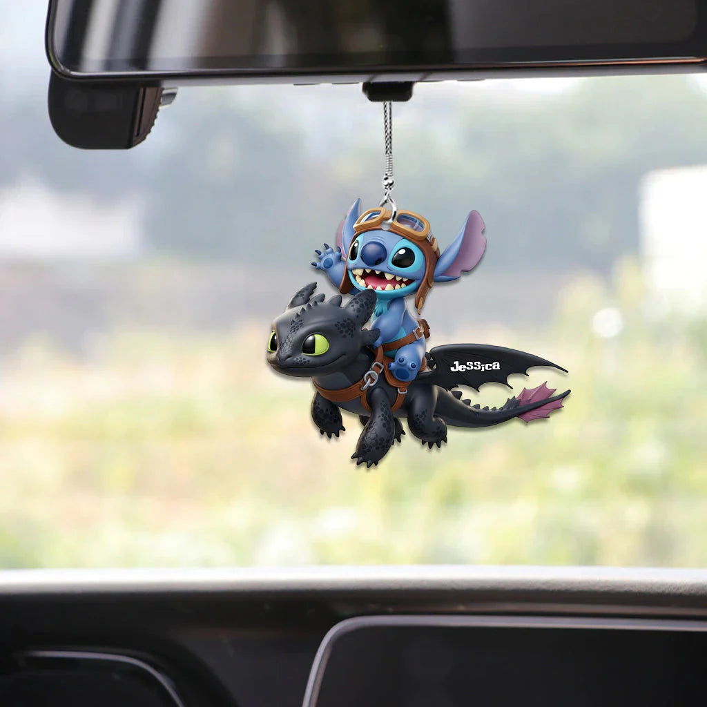 Two Little Monster Personalized Name Car Ornament