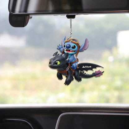 Two Little Monster Personalized Name Car Ornament