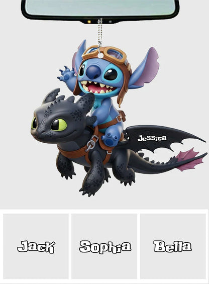 Two Little Monster Personalized Name Car Ornament