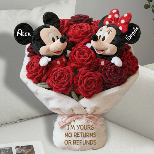 You And Me We Got This Red Rose Bouquet - Personalized Mouse Shaped Pillow