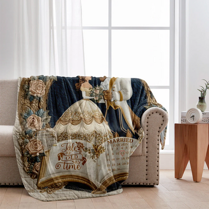 Fairy Tale Romantic Tale As Old As Time - Personalized Couple Blanket