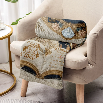 Fairy Tale Romantic Tale As Old As Time - Personalized Couple Blanket