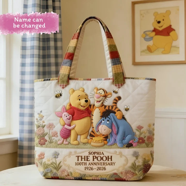 Honey Bear With Friends - Personalized Quilted Tote Bag - Gift For Movie Fans