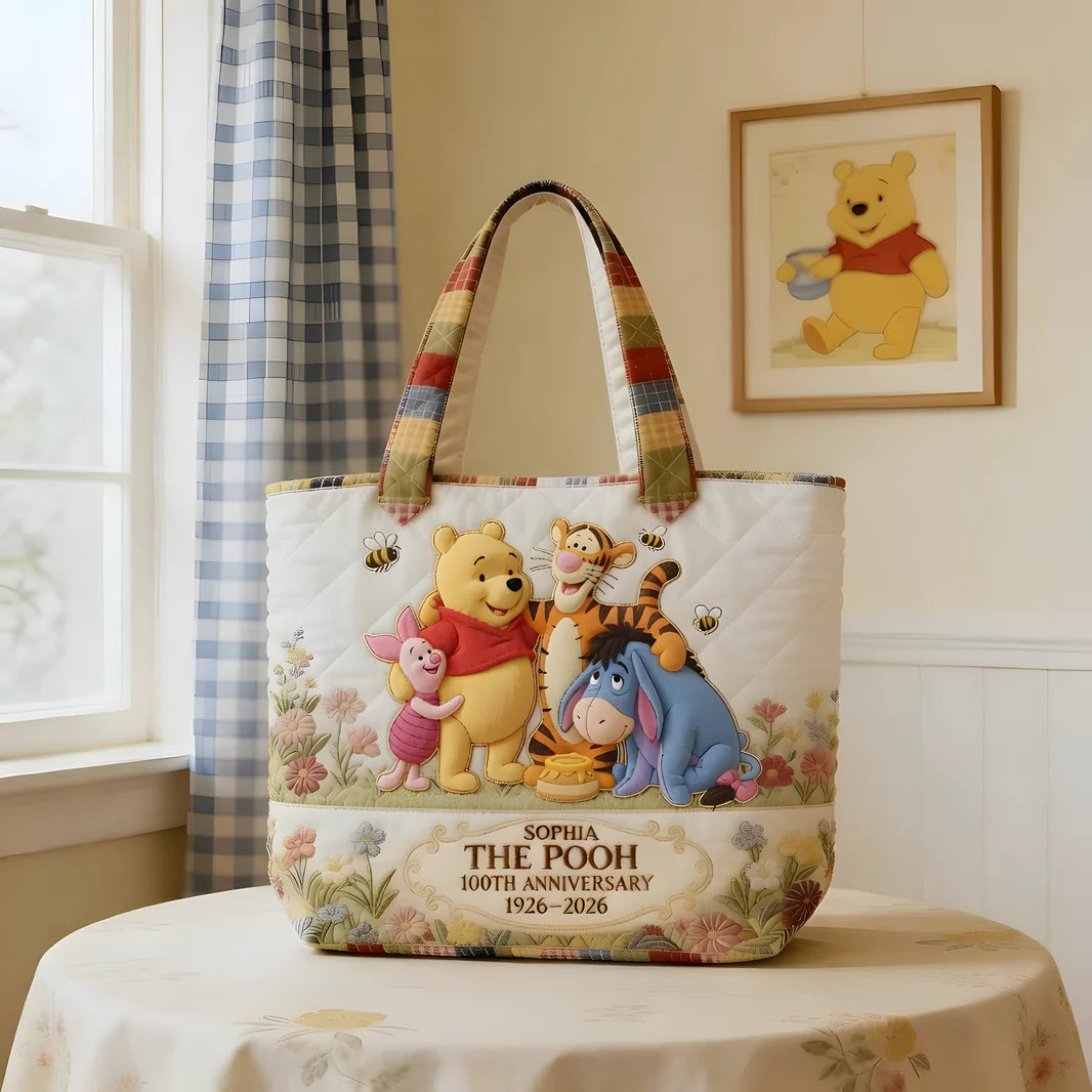 Honey Bear With Friends - Personalized Quilted Tote Bag - Gift For Movie Fans