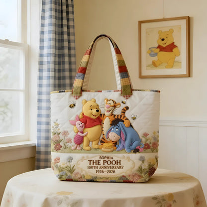 Honey Bear With Friends - Personalized Quilted Tote Bag - Gift For Movie Fans