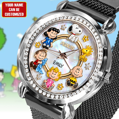 Custom Cute Puppy & Friends Handwatch - Personalized Classic Comic Watch