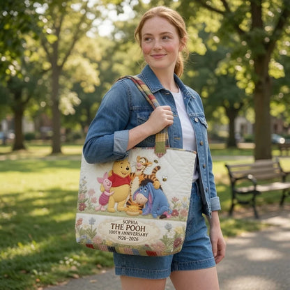 Honey Bear With Friends - Personalized Quilted Tote Bag - Gift For Movie Fans