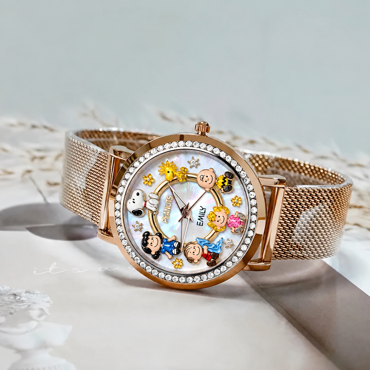 Custom Cute Puppy & Friends Handwatch - Personalized Classic Comic Watch