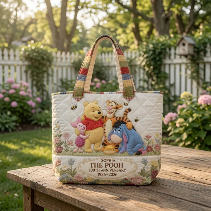 Honey Bear With Friends - Personalized Quilted Tote Bag - Gift For Movie Fans