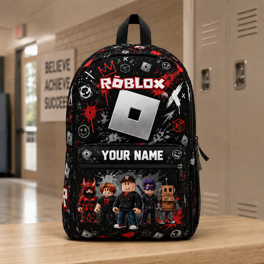 Block Style Gamer Backpack, Boys School and Travel Bag