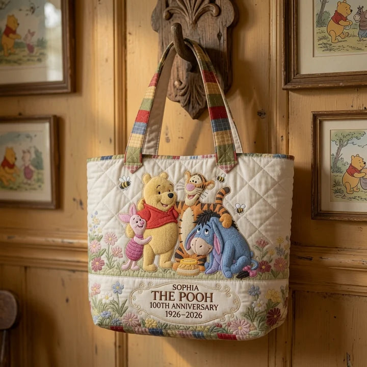 Honey Bear With Friends - Personalized Quilted Tote Bag - Gift For Movie Fans