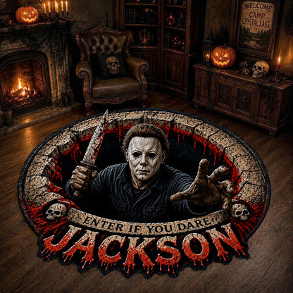 Personalized Horror Characters Tufted Rug – Custom Name Horror Legends Doormat/Rug