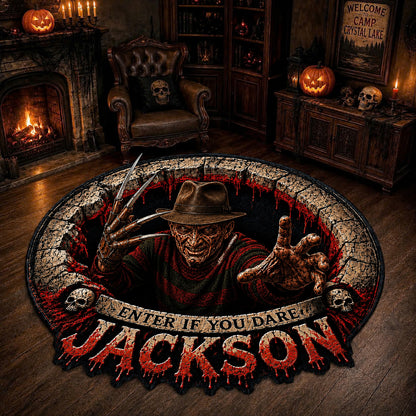 Personalized Horror Characters Tufted Rug – Custom Name Horror Legends Doormat/Rug