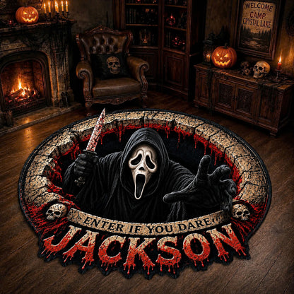 Personalized Horror Characters Tufted Rug – Custom Name Horror Legends Doormat/Rug