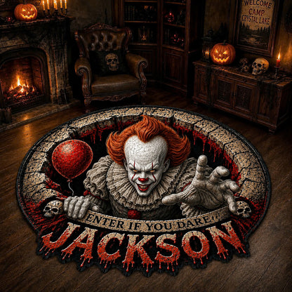 Personalized Horror Characters Tufted Rug – Custom Name Horror Legends Doormat/Rug