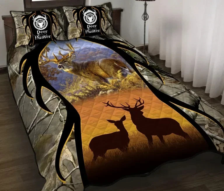 Deer Hunting Camouflage Quilt Bedding Set