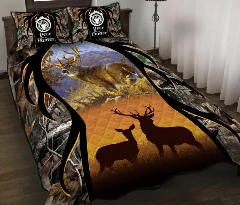 Deer Hunting Camouflage Quilt Bedding Set