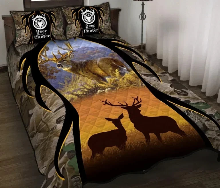 Deer Hunting Camouflage Quilt Bedding Set